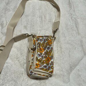 Floral Water Bottle Crossbody Bag in Cream and Orange